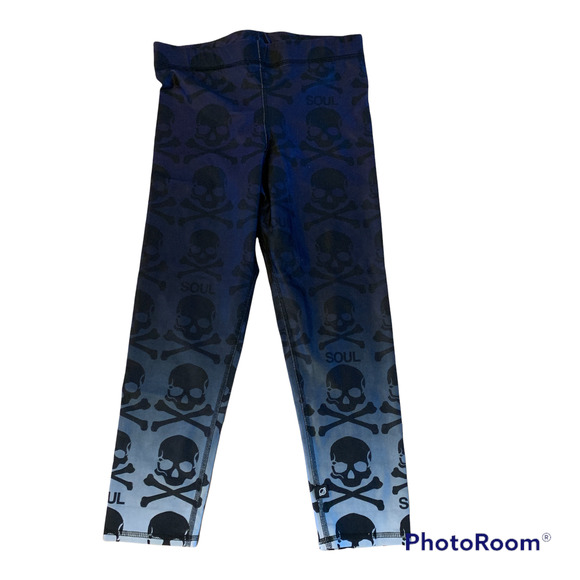 Terez for SoulCycle S Leggings Athletic Athleisure Cropped Capri Ombre Skulls - Picture 1 of 10